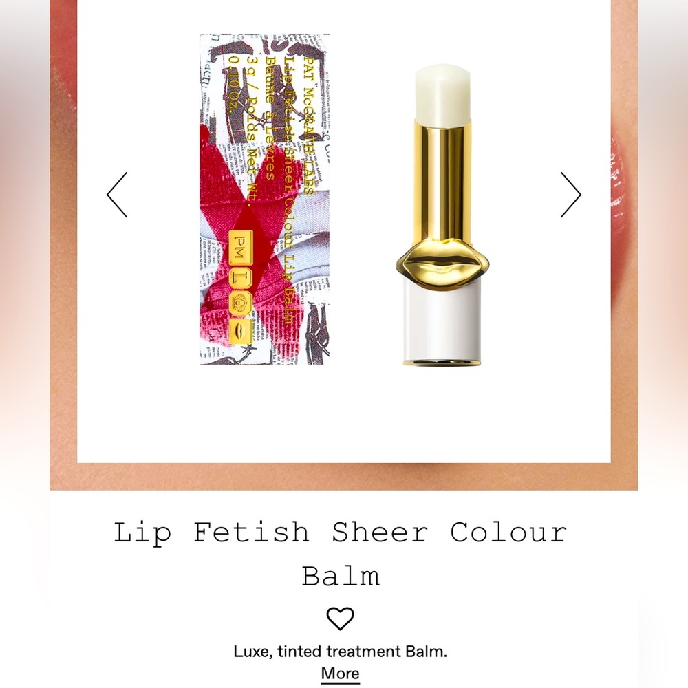 Pat McGrath Labs NIB NWT Lip Fetish Sheet Color Balm in Clear. Full size.